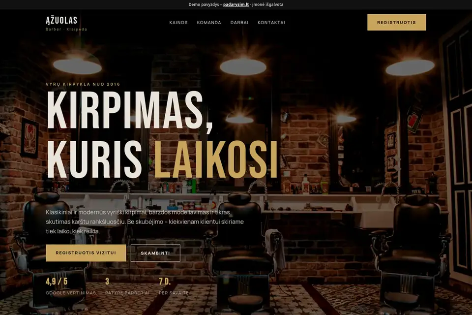 Kirpykla svetainės pavyzdys
